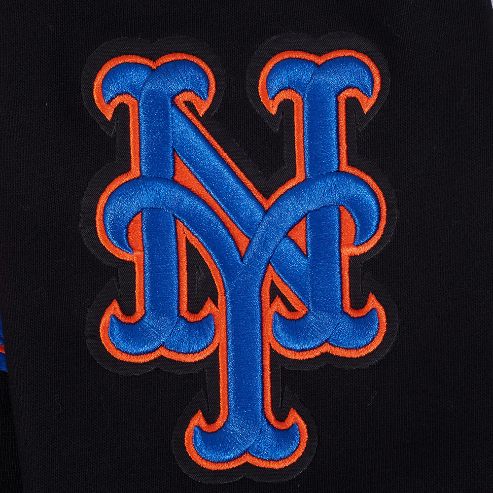 MLB NEW YORK METS TEAM BADGE MEN'S RIB FLC PO HOODIE (BLACK/ROYAL BLUE/BLACK) - Image 6