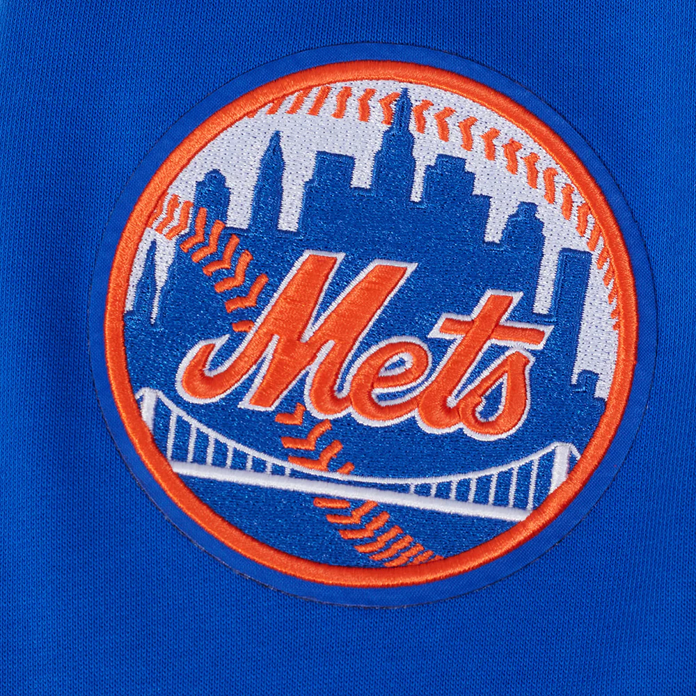 MLB NEW YORK METS TEAM BADGE MEN'S RIB FLC PO HOODIE (ROYAL/ORANGE/ROYAL) - Image 5