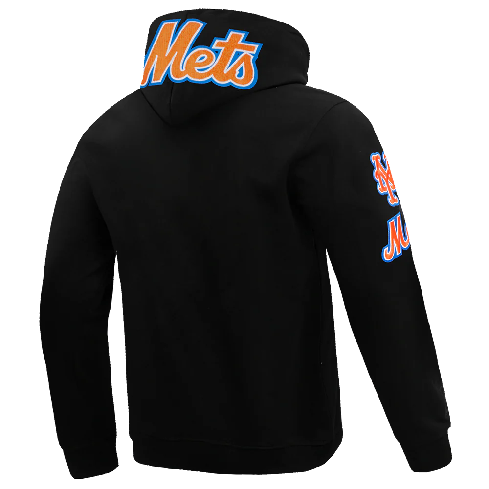 MLB NEW YORK METS CLASSIC CHENILLE MEN'S PULLOVER HOODIE (BLACK) - Image 4