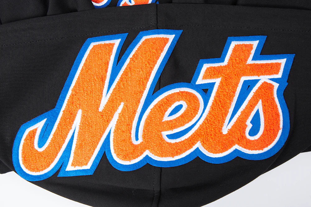 MLB NEW YORK METS CLASSIC CHENILLE MEN'S PULLOVER HOODIE (BLACK) - Image 8