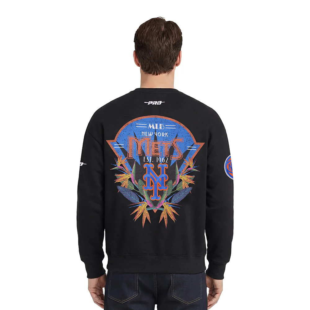 MLB NEW YORK METS PARADISE MEN'S CREWNECK SWEATSHIRT (BLACK) - Image 2