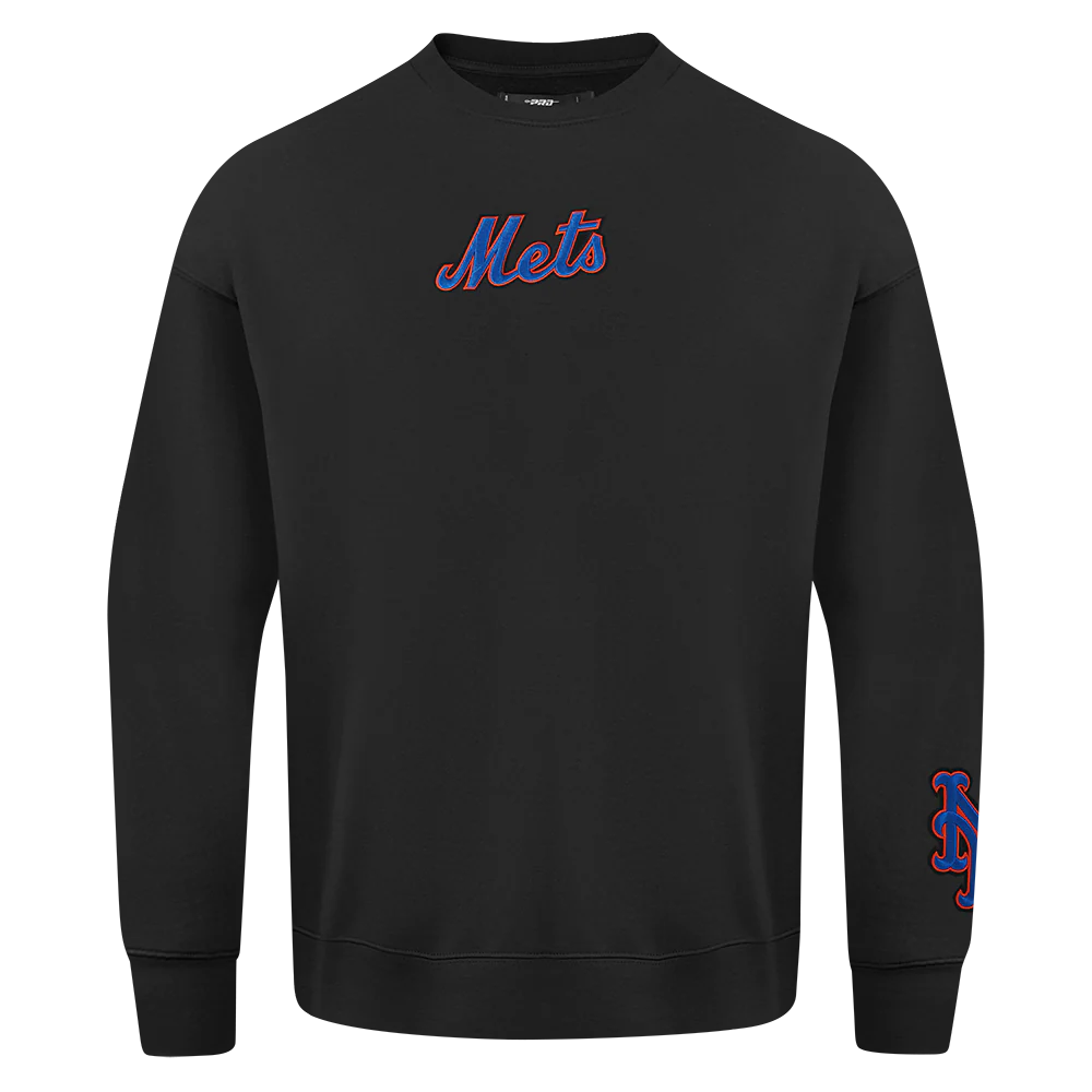 MLB NEW YORK METS WINGSPAN MEN'S DROP SHOULDER FLC CREWNECK (BLACK) - Image 3