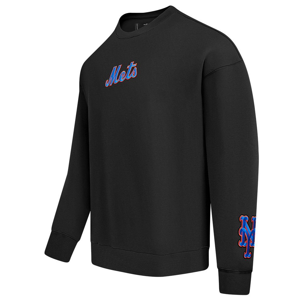 MLB NEW YORK METS WINGSPAN MEN'S DROP SHOULDER FLC CREWNECK (BLACK) - Image 4