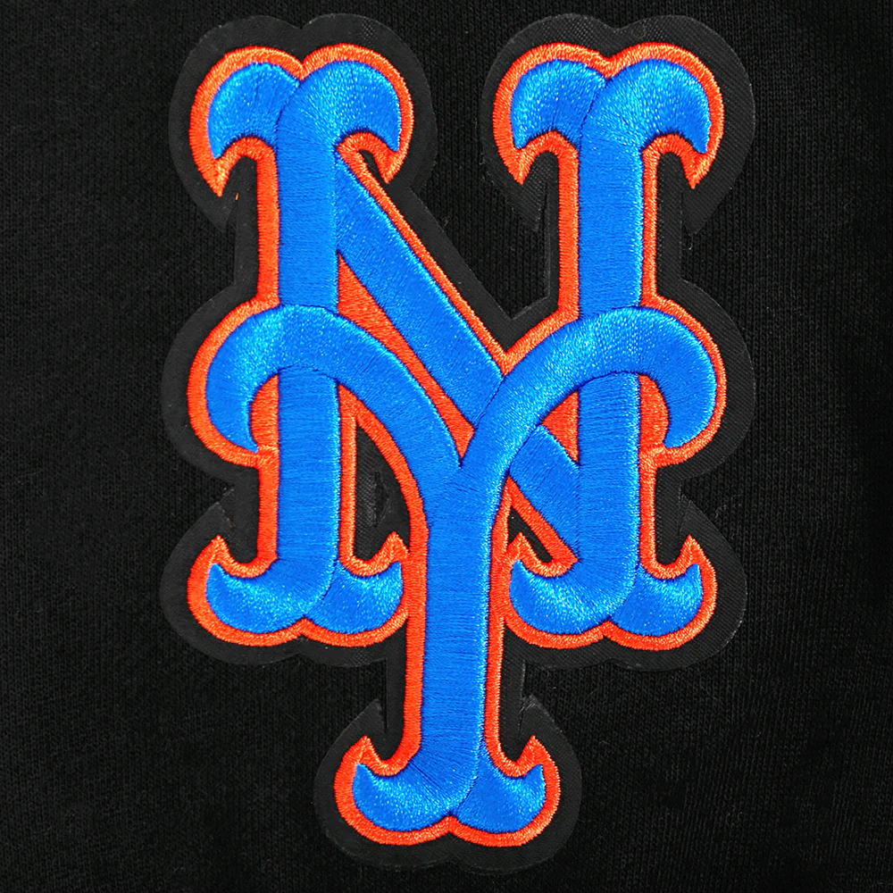 MLB NEW YORK METS WINGSPAN MEN'S DROP SHOULDER FLC CREWNECK (BLACK) - Image 7