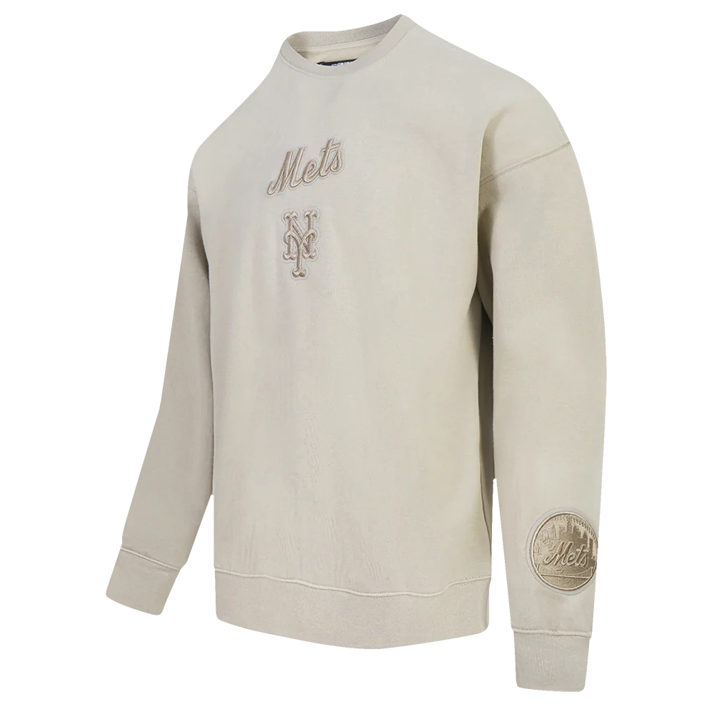 MLB NEW YORK METS WINGSPAN MEN'S DROP SHOULDER FLC CREWNECK (TAUPE) - Image 3