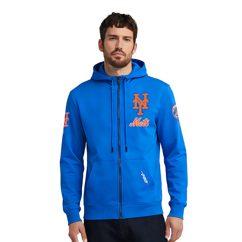 MLB NEW YORK METS CLASSIC CHENILLE MEN'S DK FZ HOODIE (ROYAL BLUE)