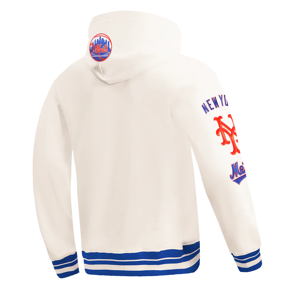 MLB NEW YORK METS RETRO CLASSICS MEN'S RIB FLC PO HOODIE (EGGSHELL/ROYAL BLUE) - Image 4