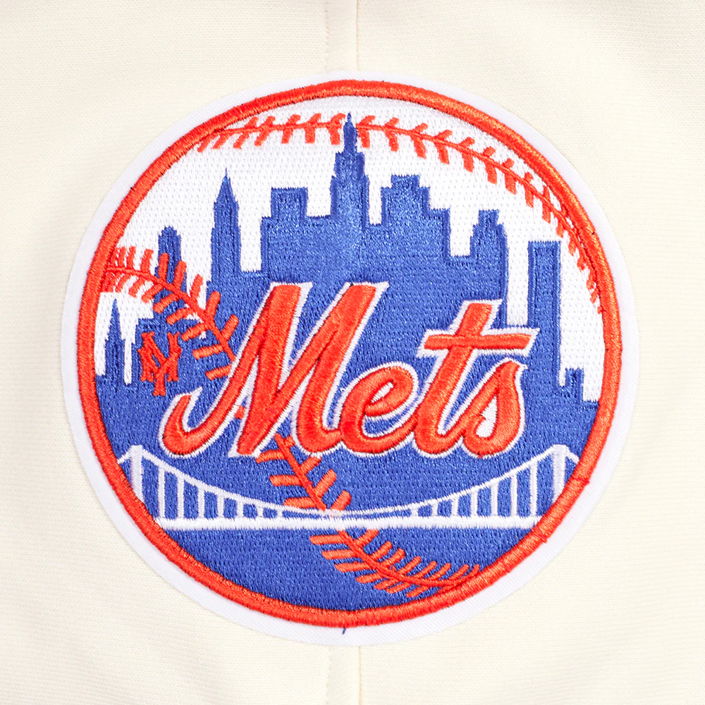 MLB NEW YORK METS RETRO CLASSICS MEN'S RIB FLC PO HOODIE (EGGSHELL/ROYAL BLUE) - Image 5