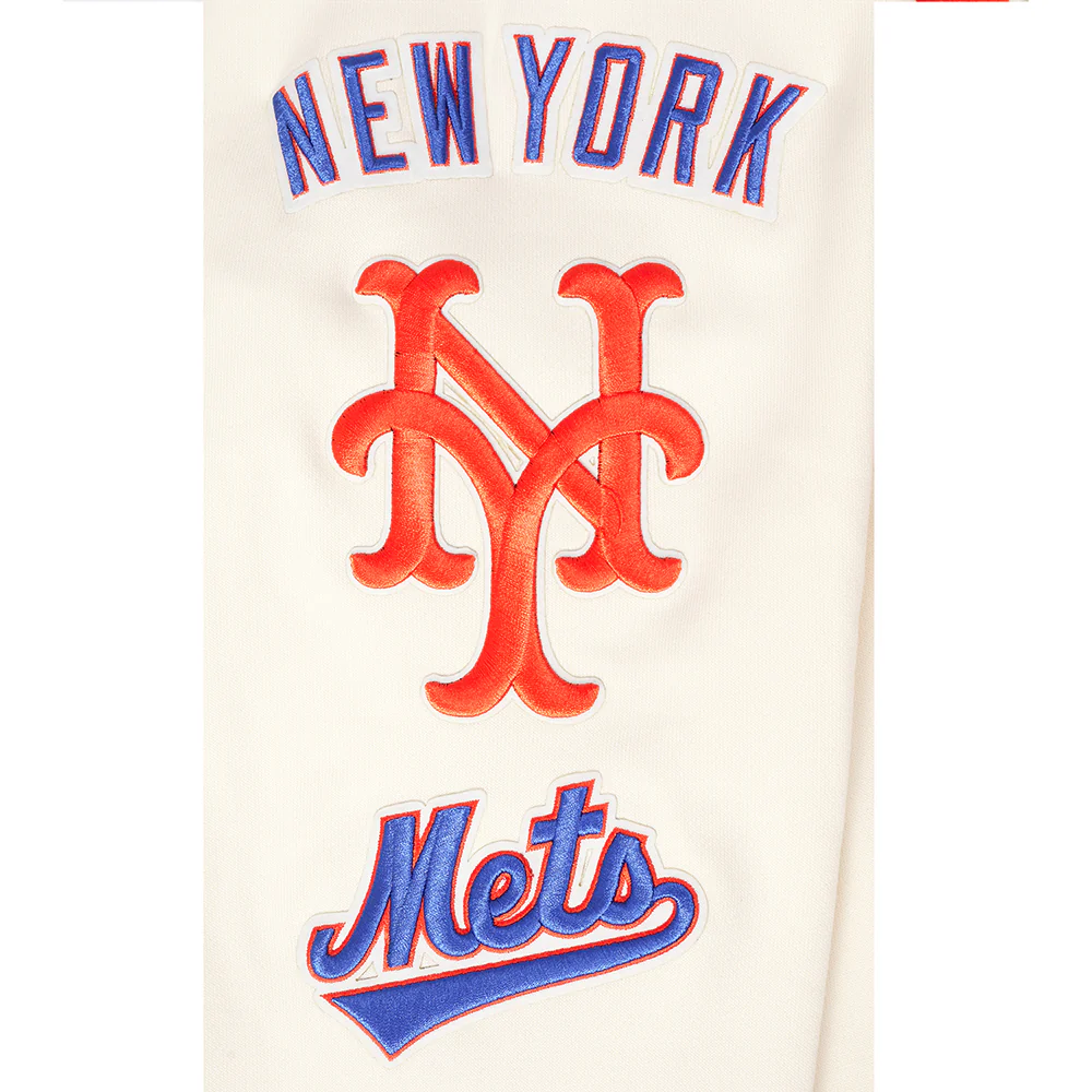 MLB NEW YORK METS RETRO CLASSICS MEN'S RIB FLC PO HOODIE (EGGSHELL/ROYAL BLUE) - Image 7