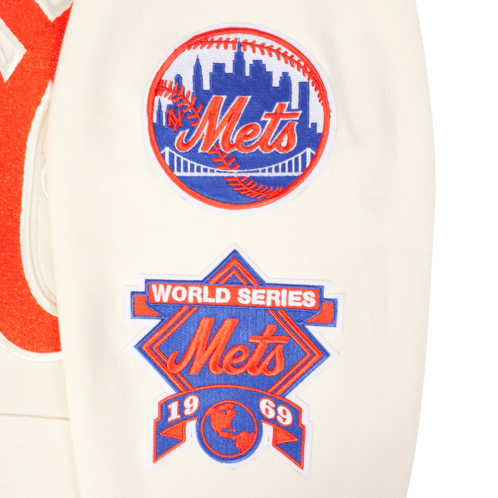 MLB NEW YORK METS RETRO CLASSICS MEN'S RIB FLC PO HOODIE (EGGSHELL/ROYAL BLUE) - Image 8