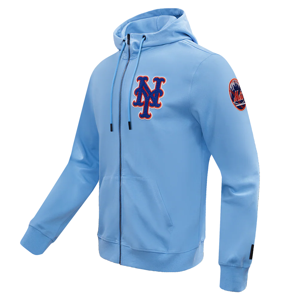 MLB NEW YORK METS CLASSIC CHENILLE MEN'S FULL ZIP PULLOVER HOODIE (UNIVERSITY BLUE) - Image 2