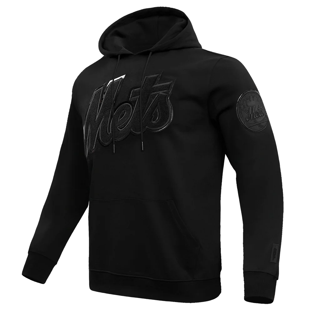 MLB NEW YORK METS TRIPLE BLACK MEN'S PULLOVER HOODIE (TRIPLE BLACK) - Image 2