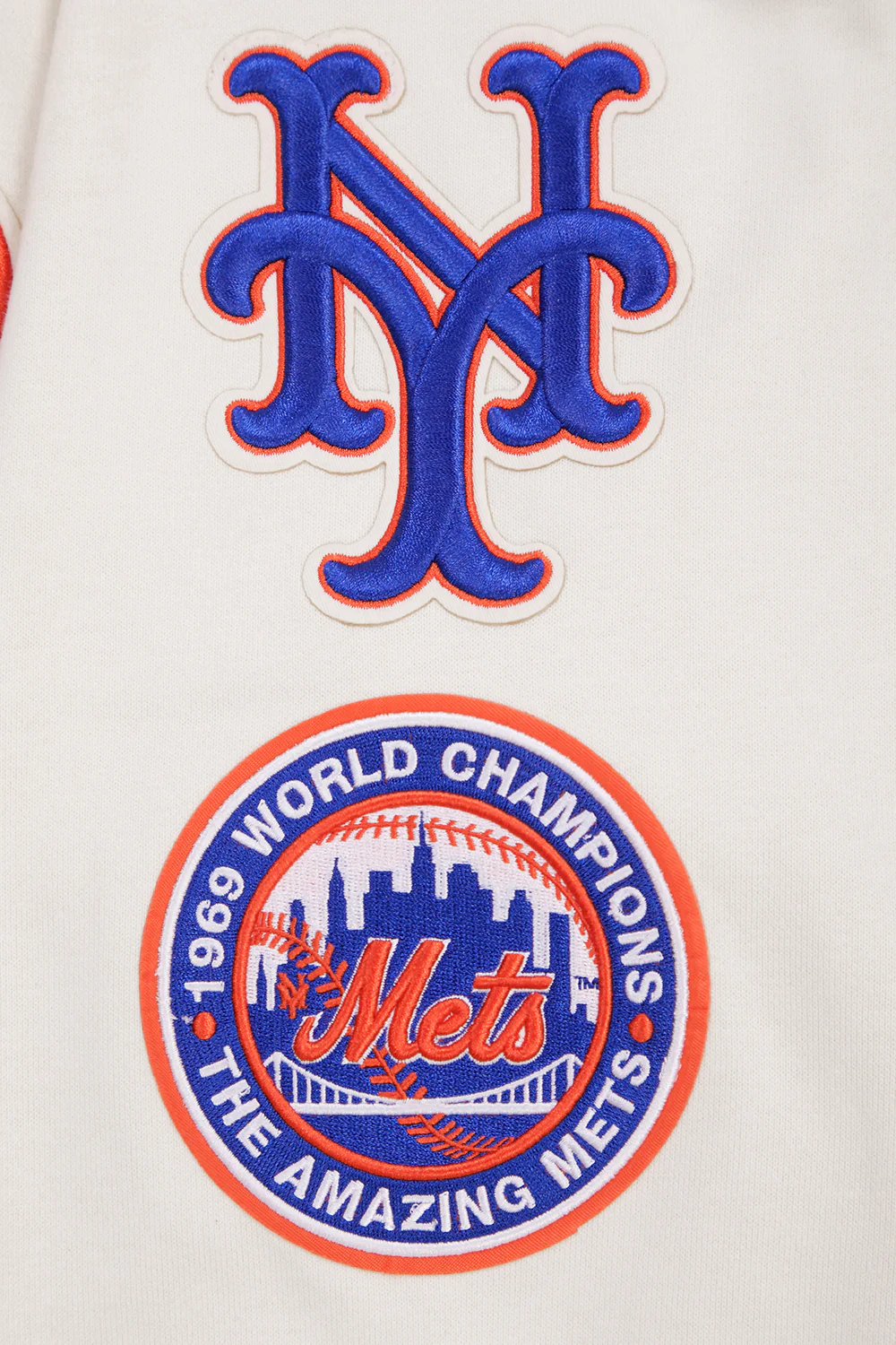 MLB NEW YORK METS RETRO CLASSIC MEN'S PULLOVER HOODIE (EGGSHELL/ ROYAL BLUE) - Image 7