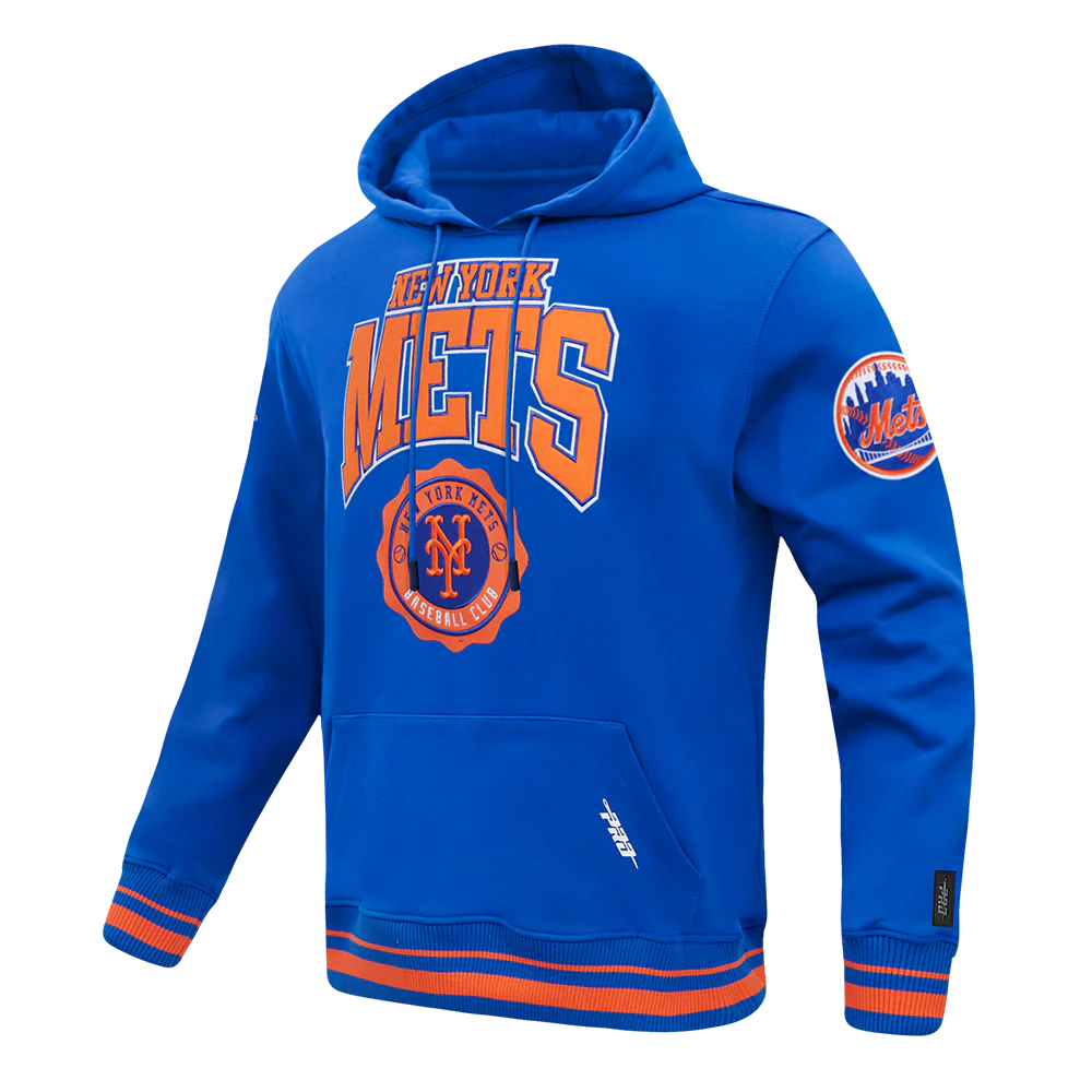 MLB NEW YORK METS CREST EMBLEM MEN'S RIB PO HOODIE (ROYAL/ORANGE/ROYAL) - Image 2