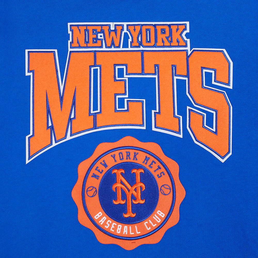 MLB NEW YORK METS CREST EMBLEM MEN'S RIB PO HOODIE (ROYAL/ORANGE/ROYAL) - Image 5