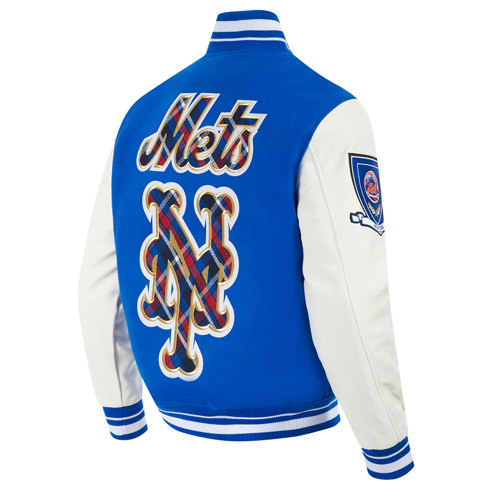 MLB NEW YORK METS PRO PREP MEN'S WOOL VARSITY JACKET (ROYAL BLUE/WHITE) - Image 3