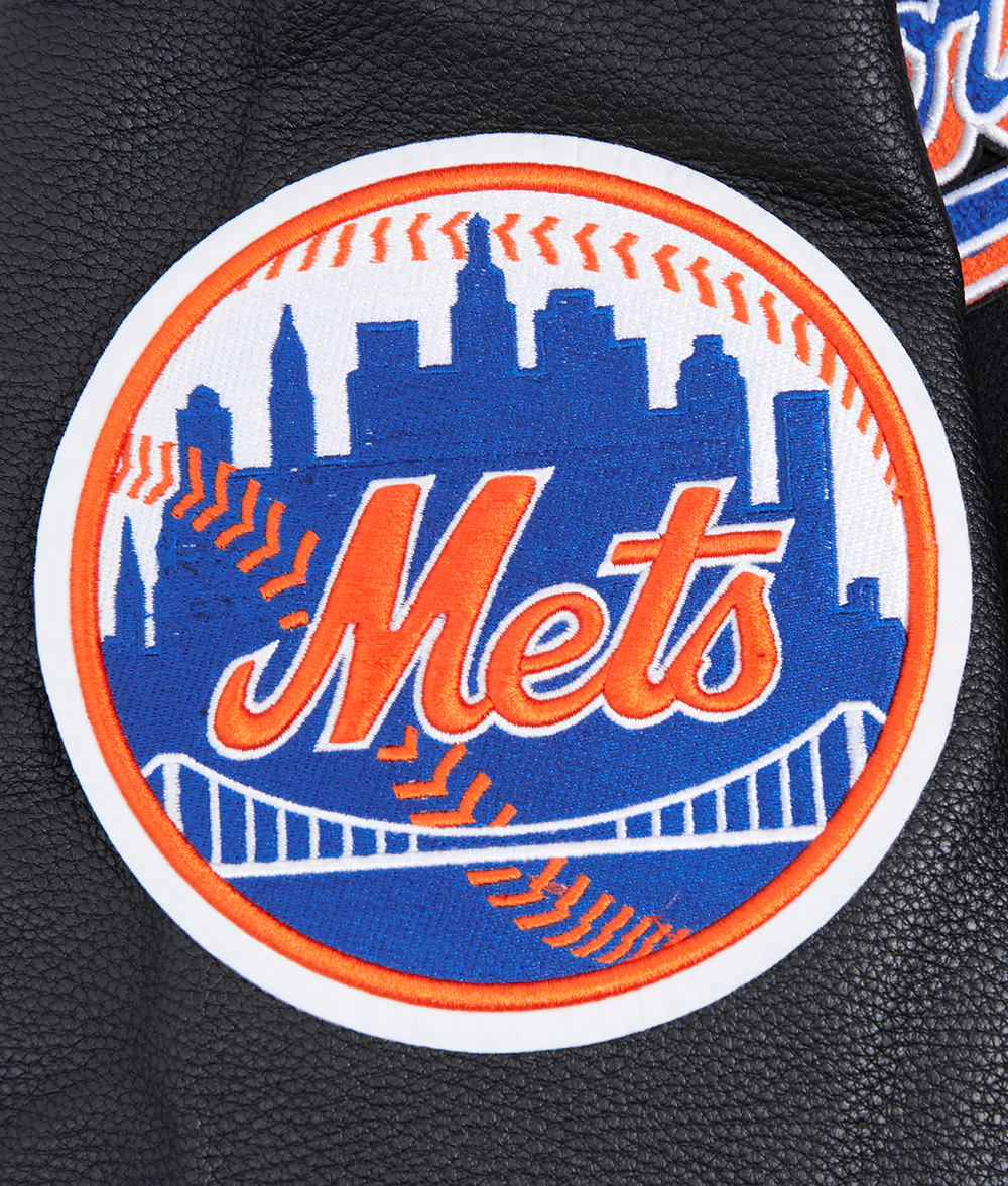 MLB NEW YORK METS SCRIPT TAIL MEN'S RIB WOOL VARSITY (BLACK/ROYAL BLUE/BLACK) - Image 8