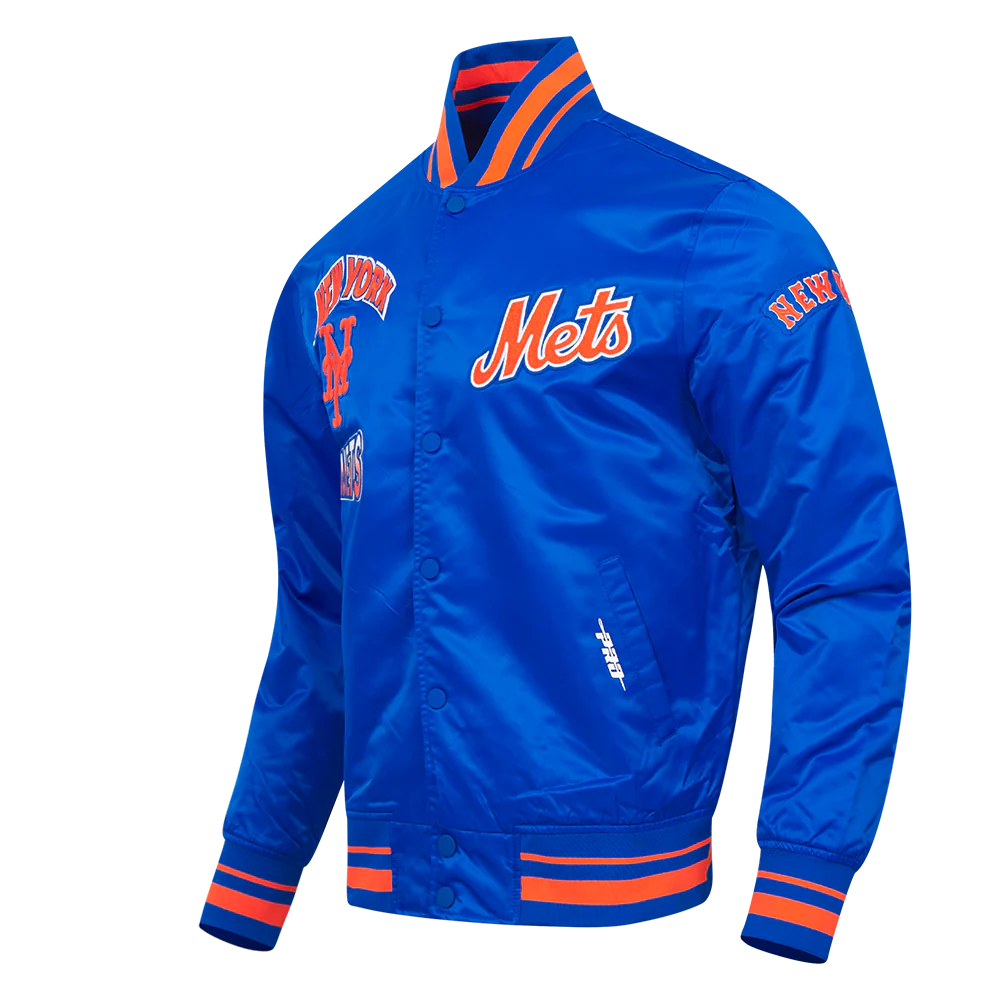 MLB NEW YORK METS TURN IT UP MEN'S RIB SATIN JACKET (ROYAL/ORANGE/ROYAL) - Image 2
