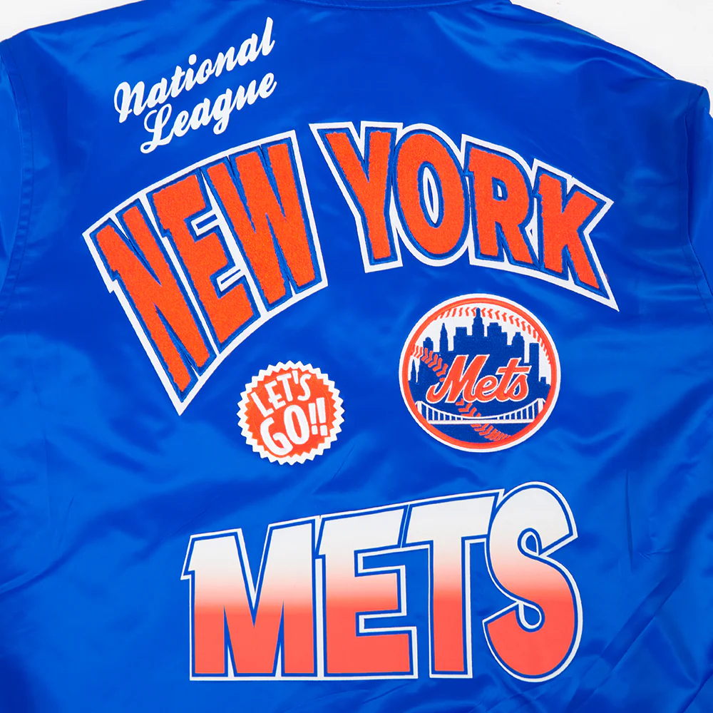MLB NEW YORK METS TURN IT UP MEN'S RIB SATIN JACKET (ROYAL/ORANGE/ROYAL) - Image 5
