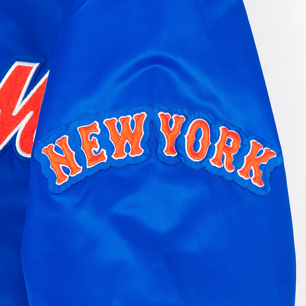 MLB NEW YORK METS TURN IT UP MEN'S RIB SATIN JACKET (ROYAL/ORANGE/ROYAL) - Image 6