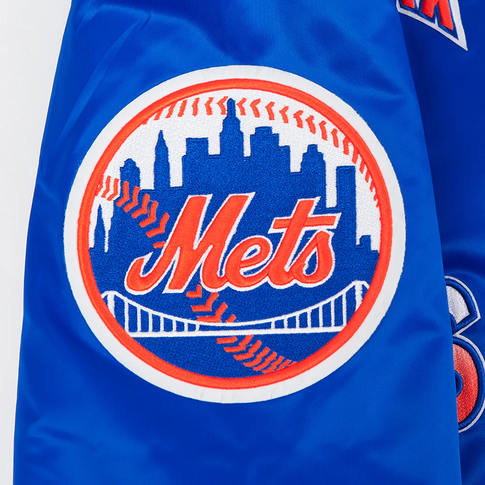 MLB NEW YORK METS TURN IT UP MEN'S RIB SATIN JACKET (ROYAL/ORANGE/ROYAL) - Image 7