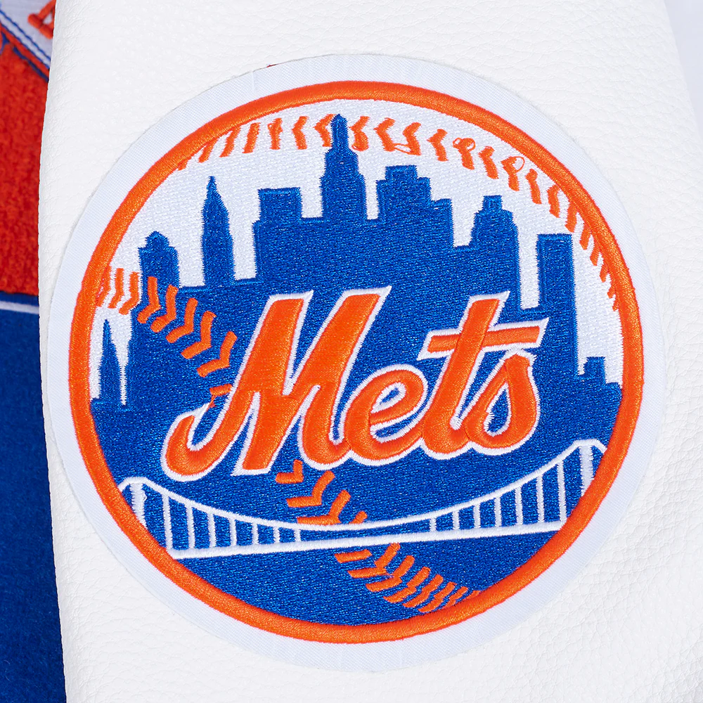 MLB NEW YORK METS TEAM PENNATS MEN'S RIB WOOL VARSITY JACKET (ROYAL/ORANGE/ROYAL) - Image 10
