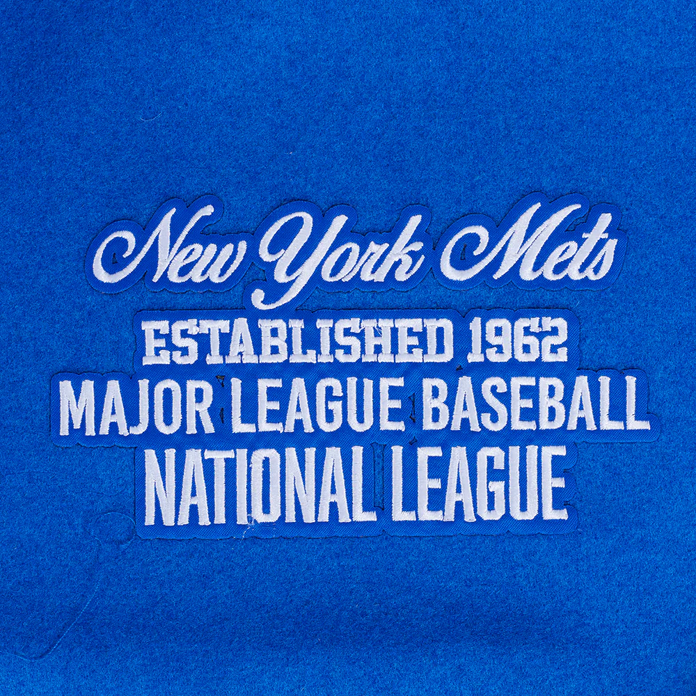 MLB NEW YORK METS TEAM PENNATS MEN'S RIB WOOL VARSITY JACKET (ROYAL/ORANGE/ROYAL) - Image 6