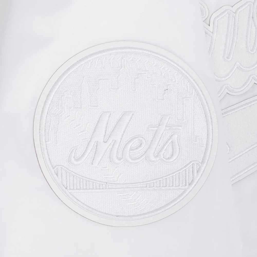 MLB NEW YORK METS WHITE OUT MEN'S SATIN JACKET (WHITE) - Image 7