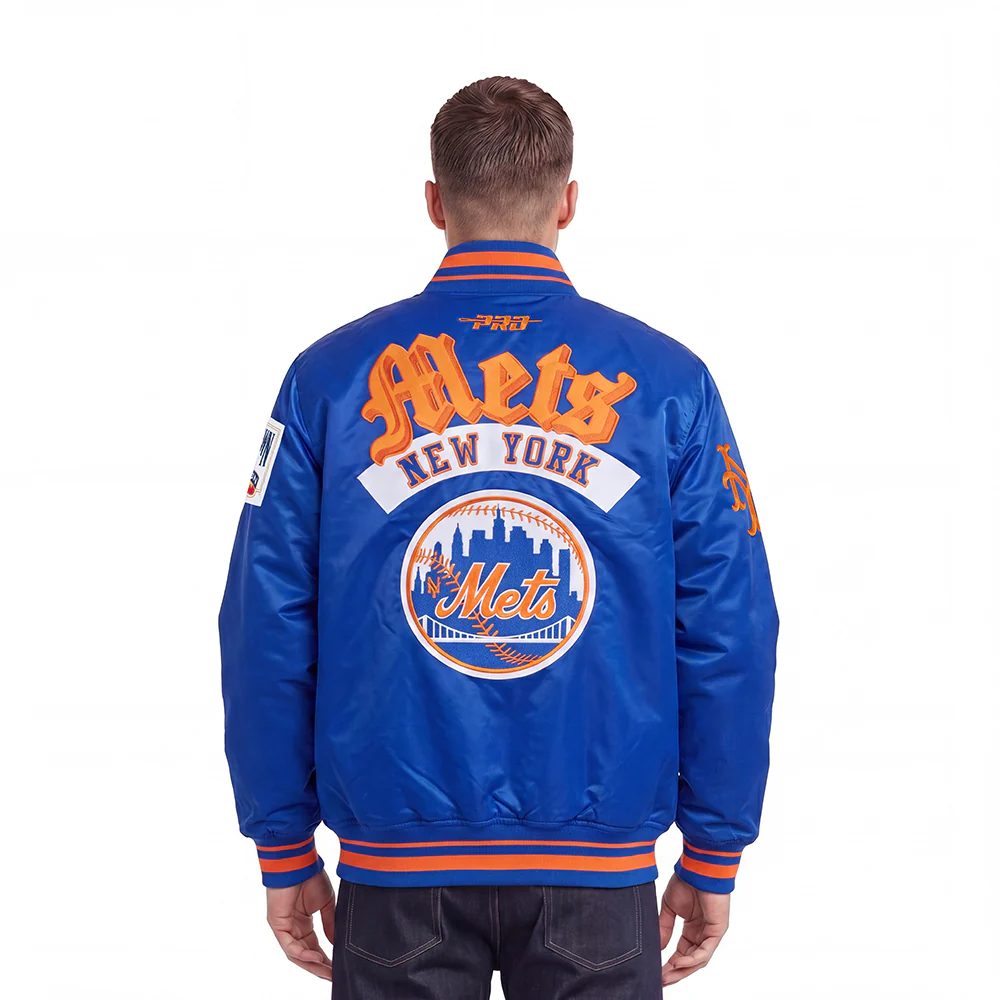 MLB NEW YORK METS BEST OF MEN'S RIB SATIN JACKET (ROYAL/ORANGE/ROYAL) - Image 2