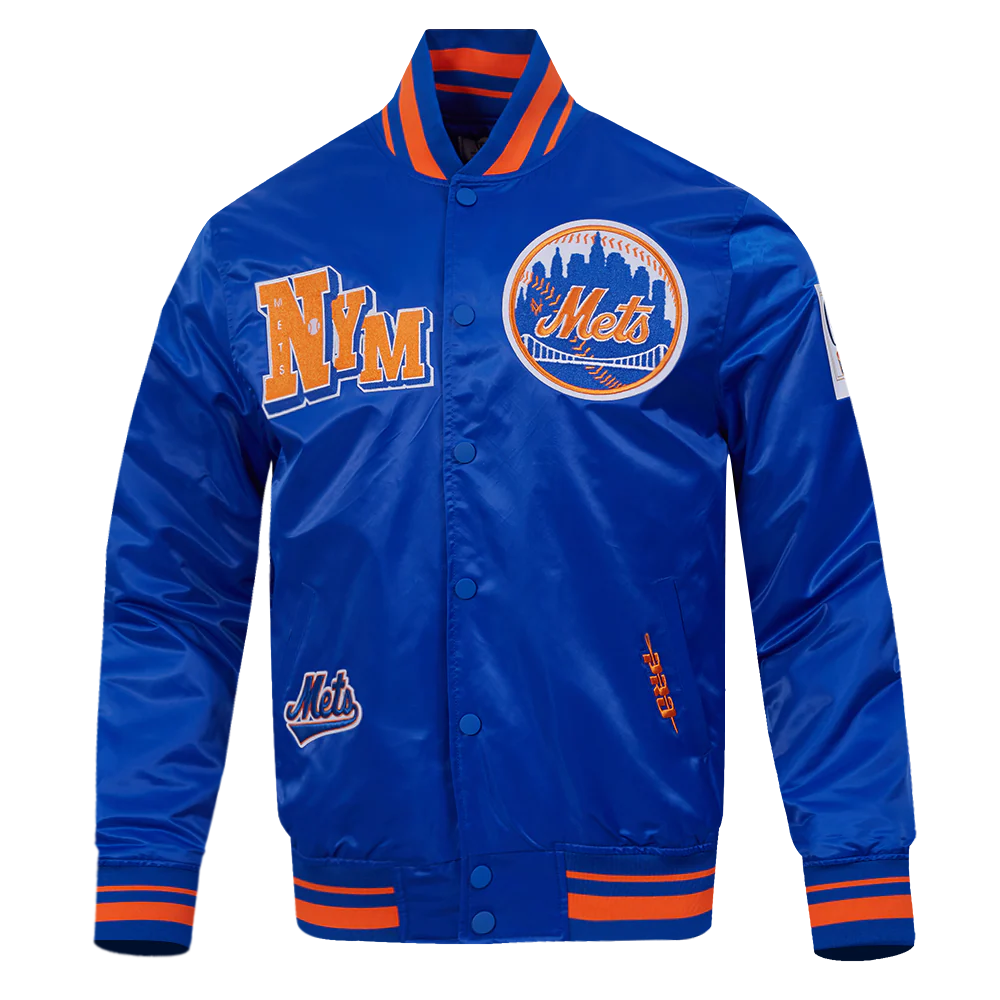 MLB NEW YORK METS BEST OF MEN'S RIB SATIN JACKET (ROYAL/ORANGE/ROYAL) - Image 3