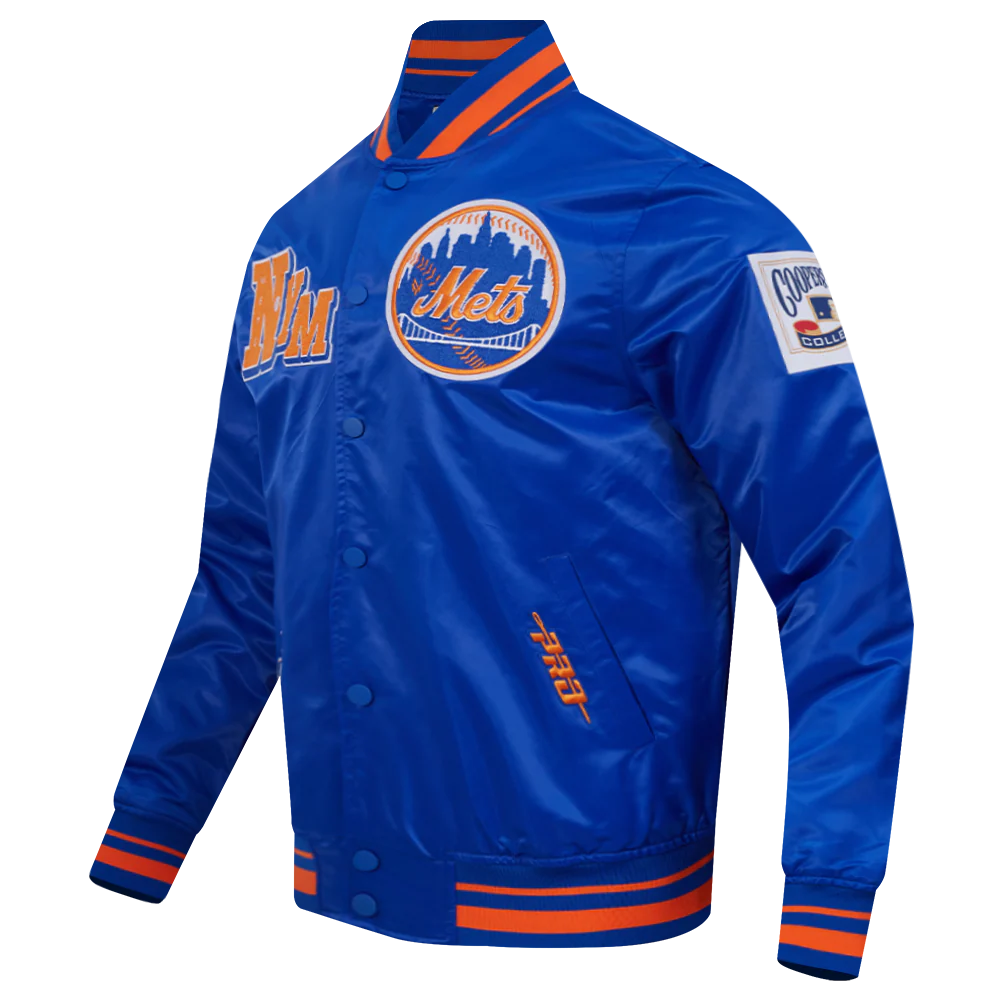 MLB NEW YORK METS BEST OF MEN'S RIB SATIN JACKET (ROYAL/ORANGE/ROYAL) - Image 4