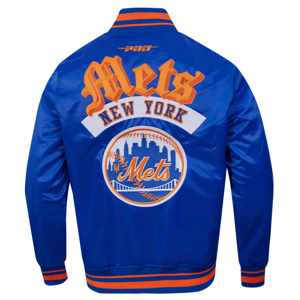 MLB NEW YORK METS BEST OF MEN'S RIB SATIN JACKET (ROYAL/ORANGE/ROYAL) - Image 5