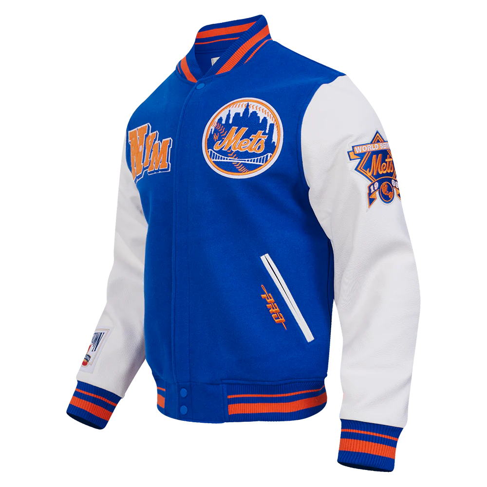 MLB NEW YORK METS BEST OF MEN'S RIB WOOL VARSITY JACKET (ROYAL/ORANGE/ROYAL) - Image 4