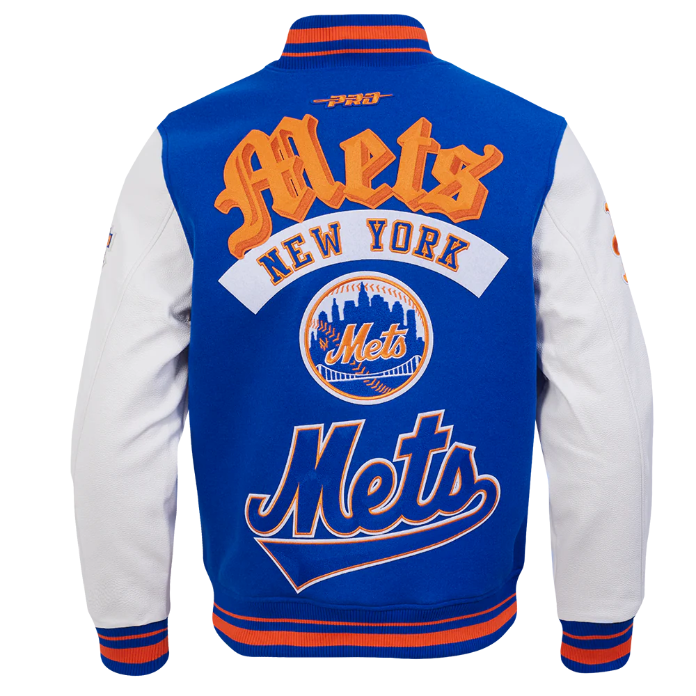 MLB NEW YORK METS BEST OF MEN'S RIB WOOL VARSITY JACKET (ROYAL/ORANGE/ROYAL) - Image 5