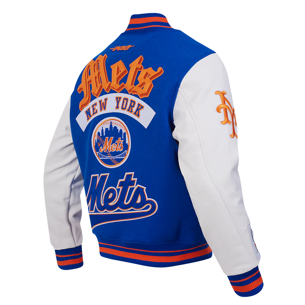 MLB NEW YORK METS BEST OF MEN'S RIB WOOL VARSITY JACKET (ROYAL/ORANGE/ROYAL) - Image 6