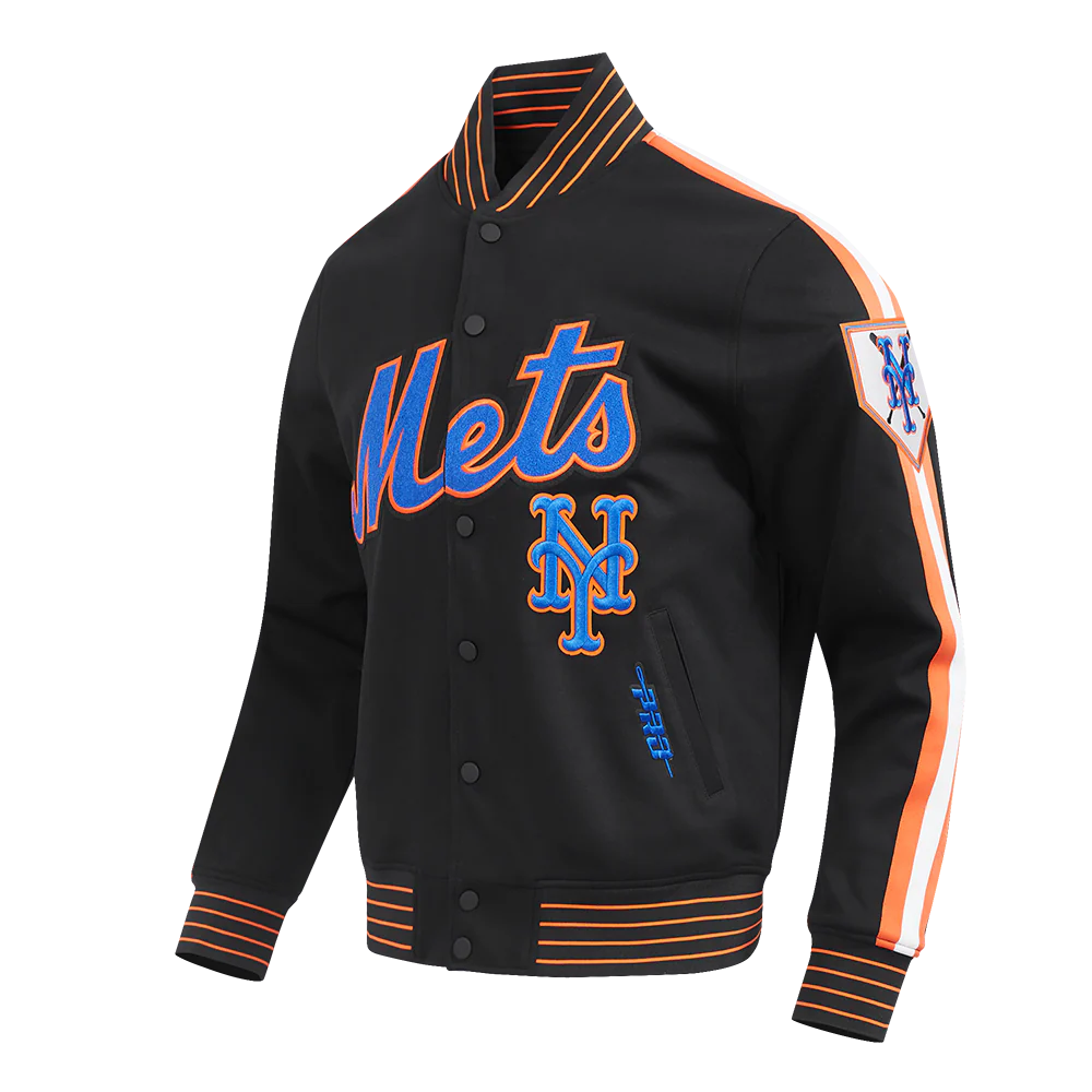 MLB NEW YORK METS CURRENT LOGO PRO GAME DAY MEN'S DOUBLE KNIT JACKET (BLACK/ORANGE/WHITE) - Image 2