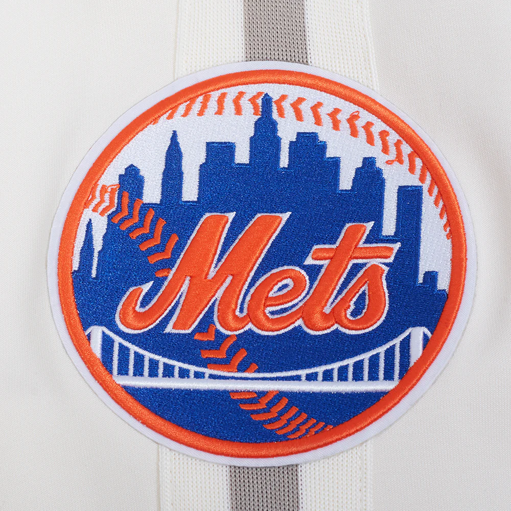 MLB NEW YORK METS COOPERSTOWN LOGO PRO GAME DAY MEN'S DOUBLE KNIT JACKET (EGGSHELL/TAUPE/EGGSHELL) - Image 7