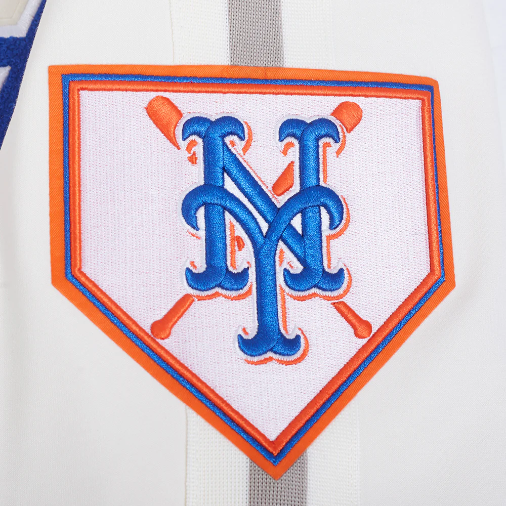 MLB NEW YORK METS COOPERSTOWN LOGO PRO GAME DAY MEN'S DOUBLE KNIT JACKET (EGGSHELL/TAUPE/EGGSHELL) - Image 8