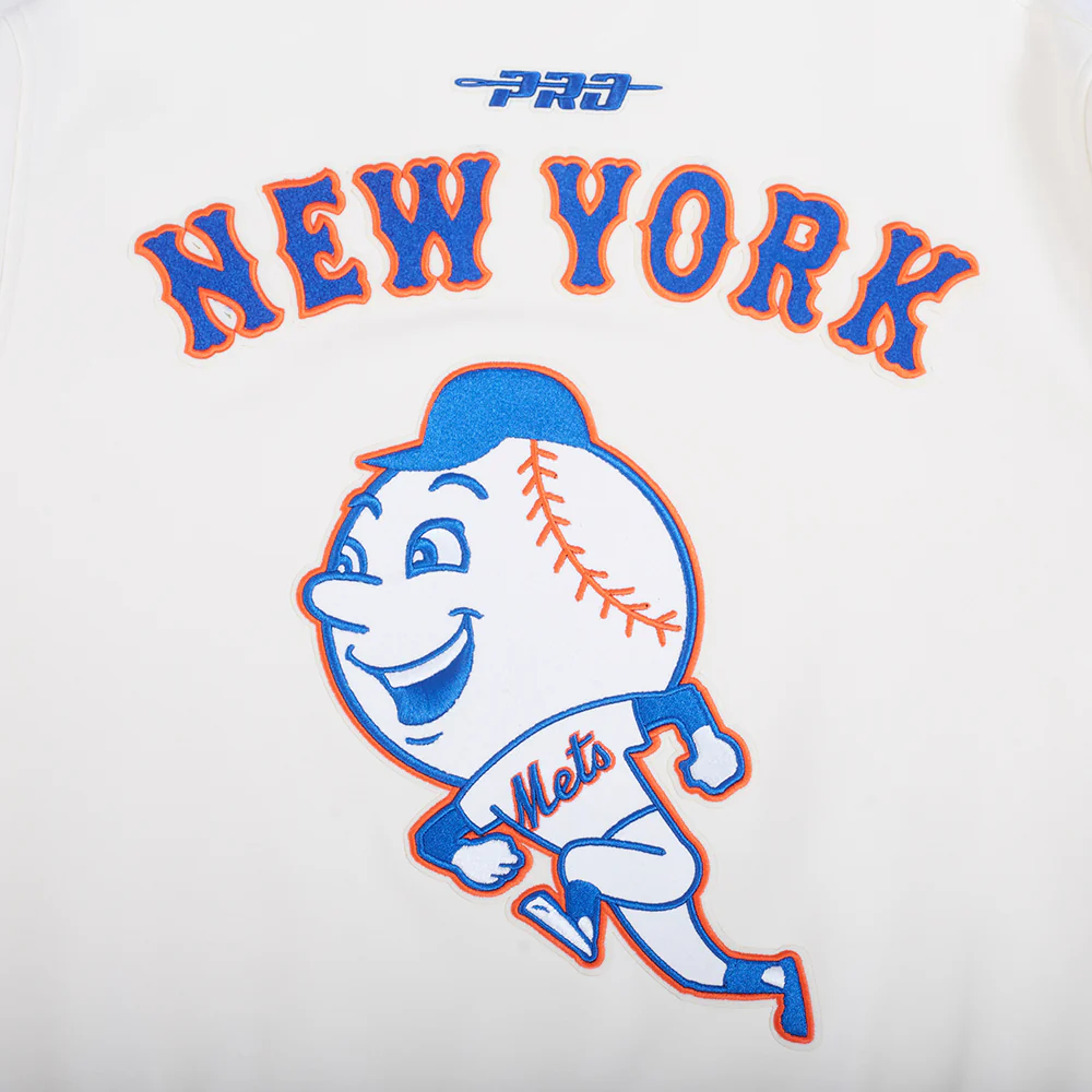 MLB NEW YORK METS COOPERSTOWN LOGO PRO GAME DAY MEN'S DOUBLE KNIT JACKET (EGGSHELL/TAUPE/EGGSHELL) - Image 9
