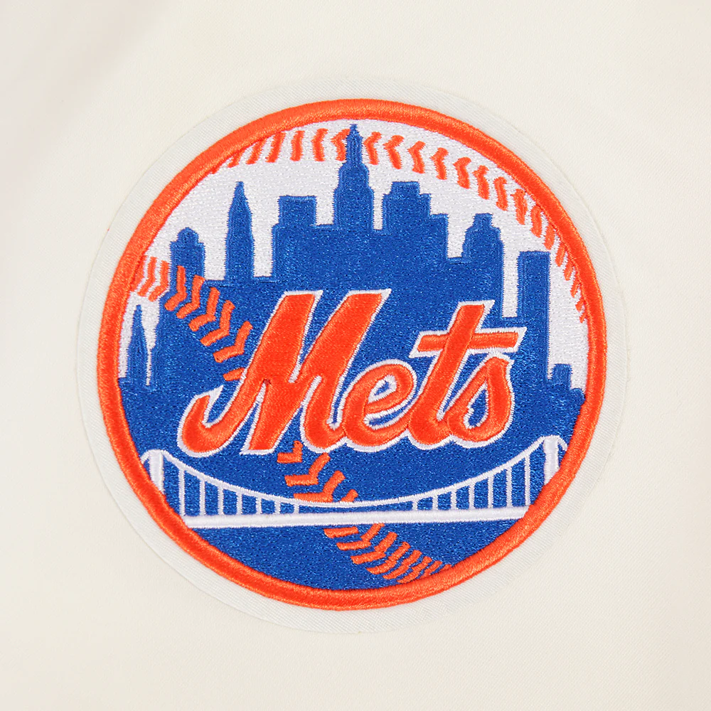 MLB NEW YORK METS PARADISE MEN'S SATIN JACKET (EGGSHELL/ BLACK) - Image 6