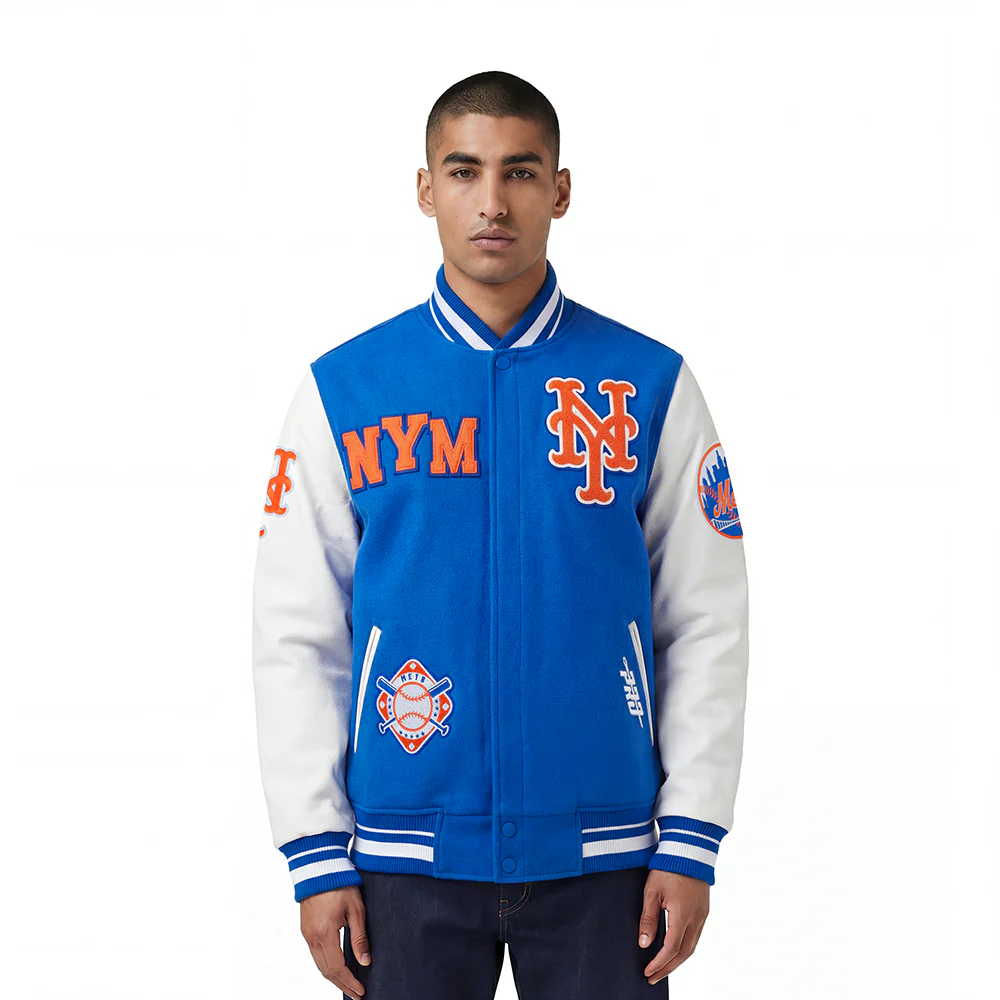 MLB NEW YORK METS LETTERMAN MEN'S VARSITY JACKET (ROYAL BLUE/WHITE) - Image 2