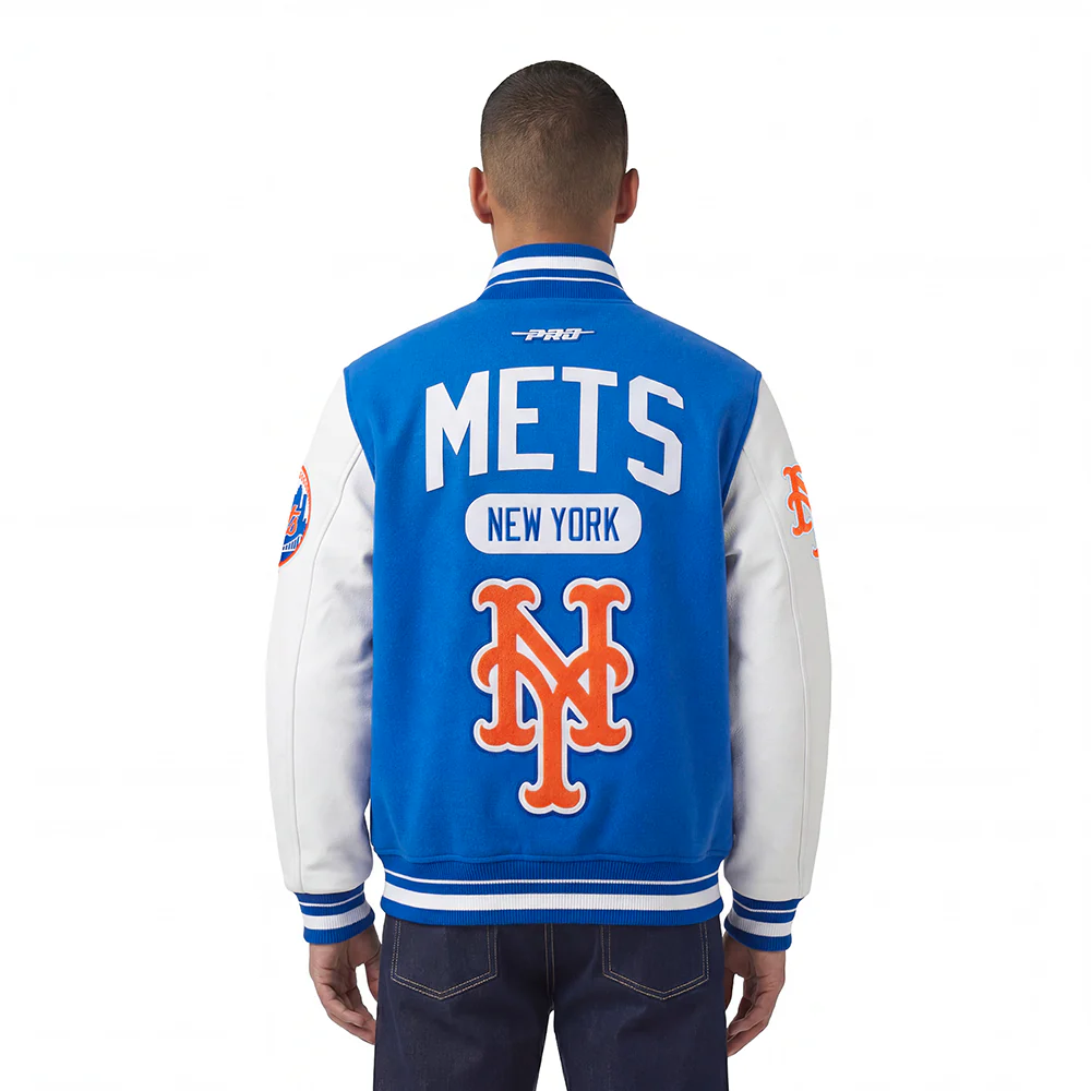 MLB NEW YORK METS LETTERMAN MEN'S VARSITY JACKET (ROYAL BLUE/WHITE) - Image 3