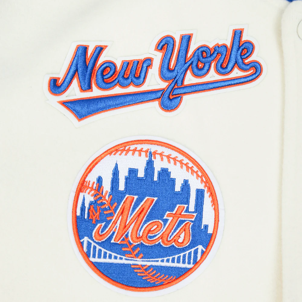 MLB NEW YORK METS RETRO CLASSICS MEN'S RIB WOOL VARSITY JACKET (EGGSHELL/ROYAL BLUE) - Image 6