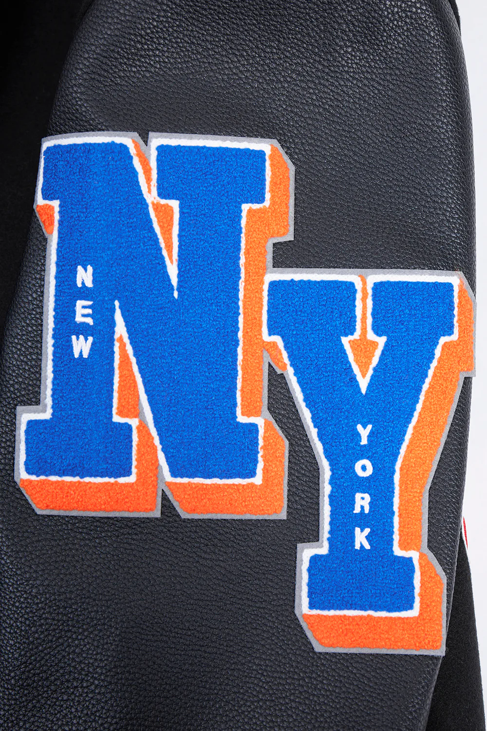 MLB NEW YORK METS OLD ENGLISH MEN'S RIB WOOL VARSITY JACKET (BLACK/ROYAL BLUE/BLACK) - Image 8