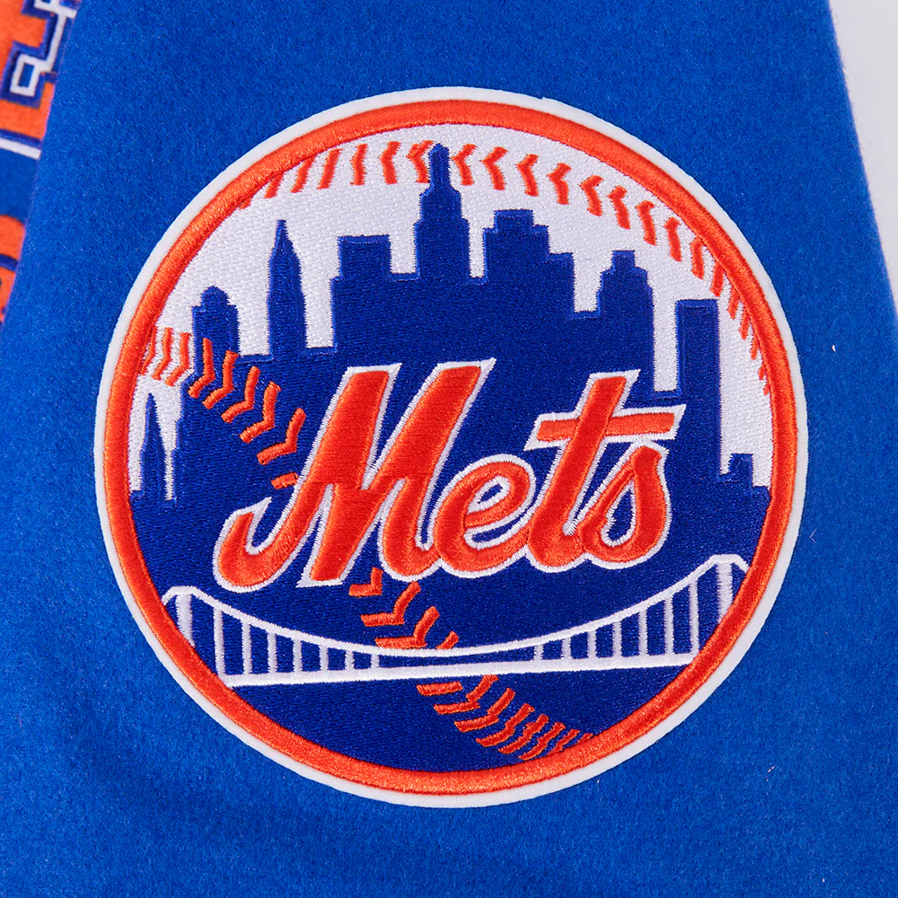 MLB NEW YORK METS CREST EMBLEM RIB WOOL VARSITY JACKET (ROYAL/ORANGE/ROYAL) - Image 5