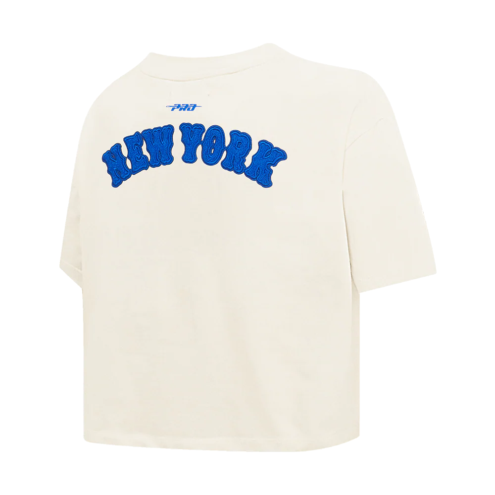 MLB NEW YORK METS TRIPLE TONAL SINGLE JERSEY BOXY WOMEN'S TEE (EGGSHELL) - Image 4