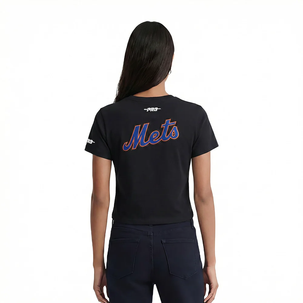 MLB NEW YORK METS GAME DAY CLASSICS WOMEN'S SINGLE JERSEY BABY DOLL TOP (BLACK) - Image 2