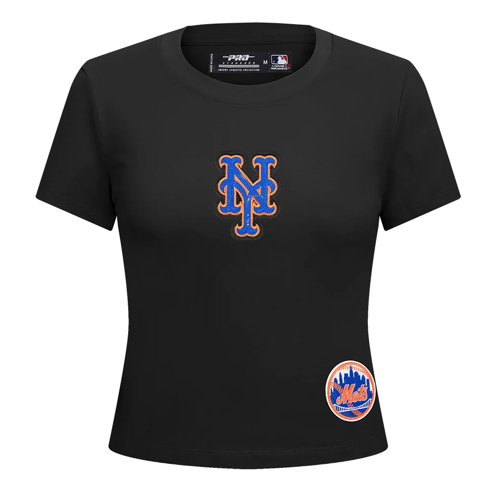 MLB NEW YORK METS GAME DAY CLASSICS WOMEN'S SINGLE JERSEY BABY DOLL TOP (BLACK) - Image 3