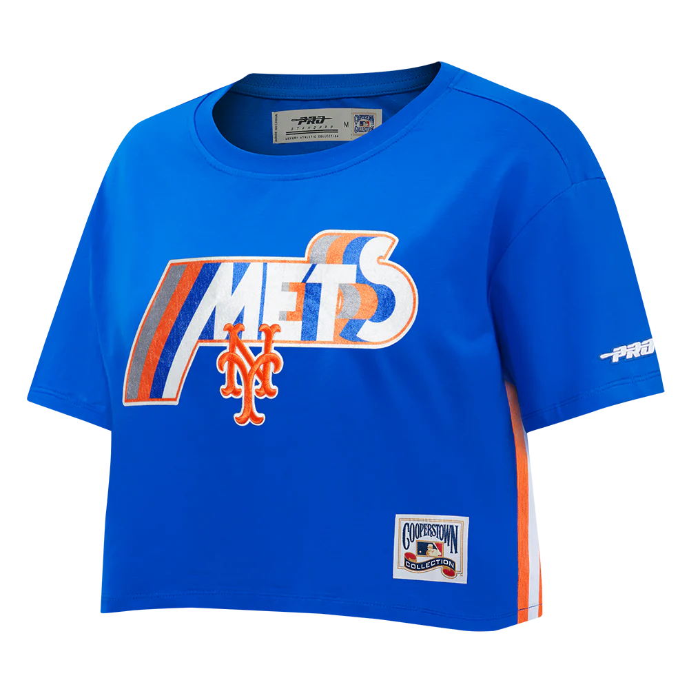 MLB NEW YORK METS RETRO ELEVATION WOMEN'S SINGLE JERSEY BOXY TOP (ROYAL BLUE) - Image 2