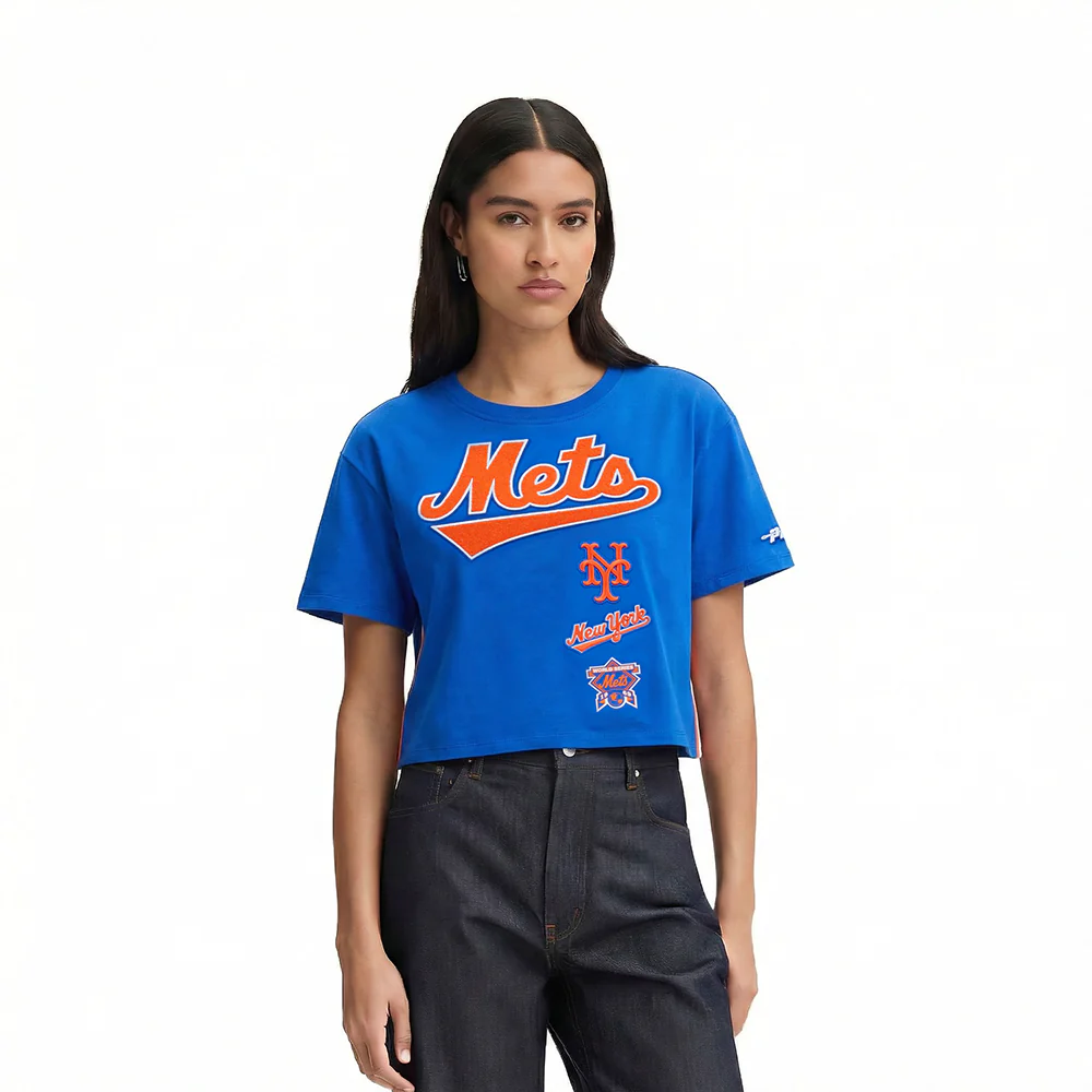 MLB NEW YORK METS RETRO CLASSIC WOMEN'S SJ BOXY TOP (ROYAL BLUE)
